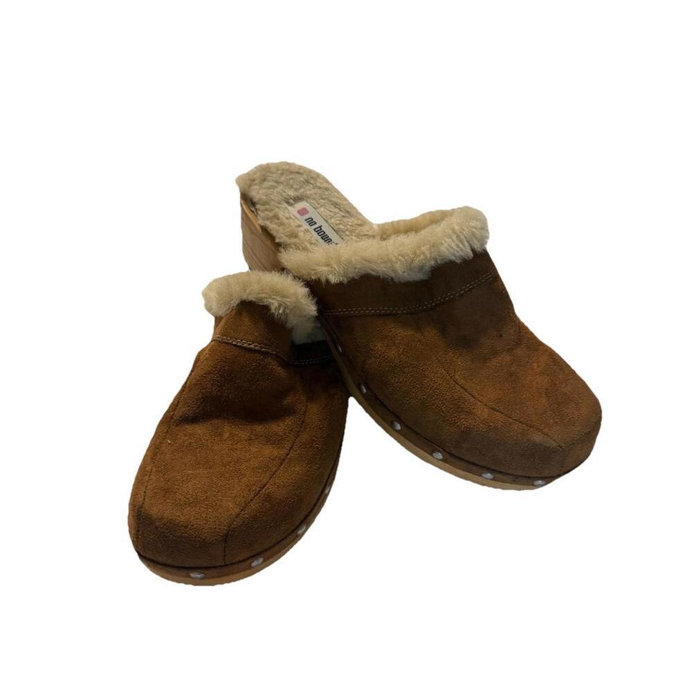 Vintage Y2K No Boundaries Sueded Mule Boho Wooden Clogs 8.5